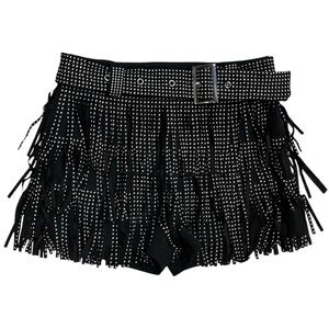 NWT✨ | Altar’d State | Black High Waisted Studded Tassel Western Rocker Shorts